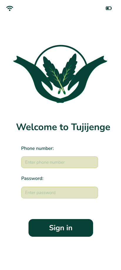 Signin page screen